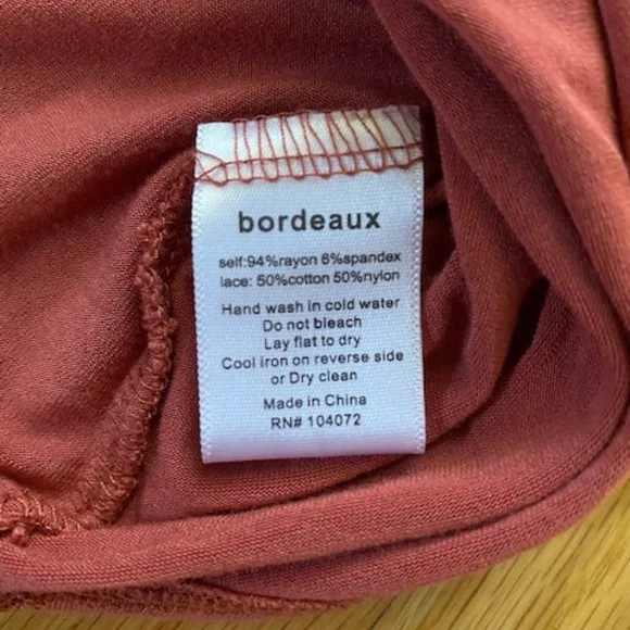 Anthropologie Bordeaux Coral Lace Sleeve Shirt - Picture 4 of 4